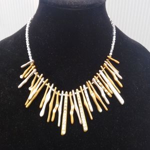 Gold Silver Diamond Necklace